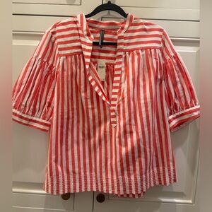 Orange and White Striped Women's Top NEVER BEEN WORN